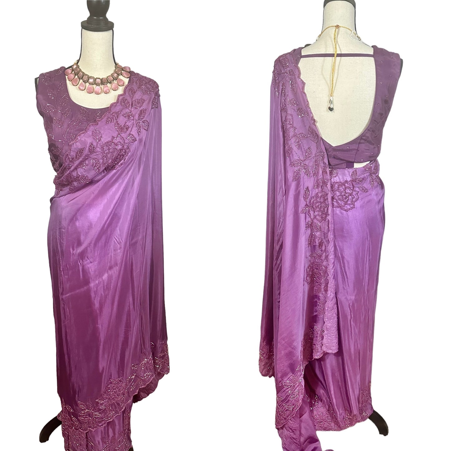 Purple organza saree