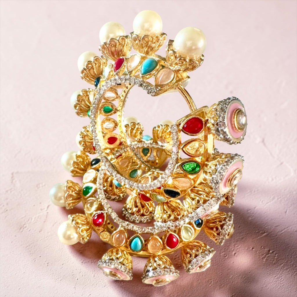Multi -stone hoop earrings