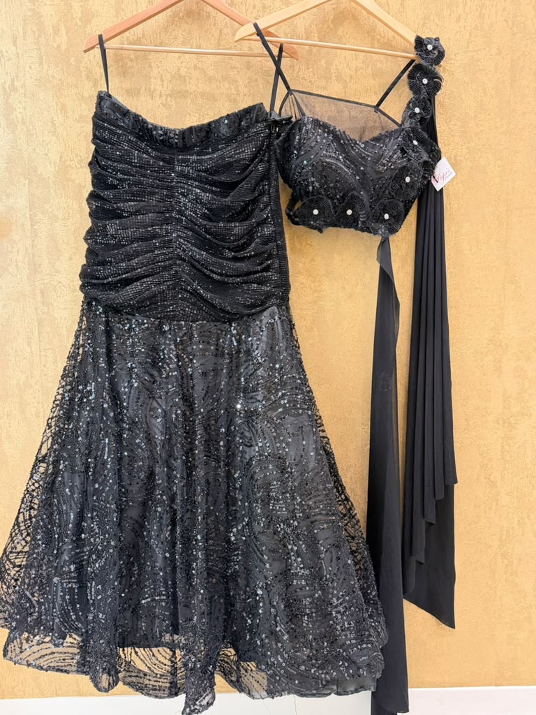 Black mermaid cut lehenga