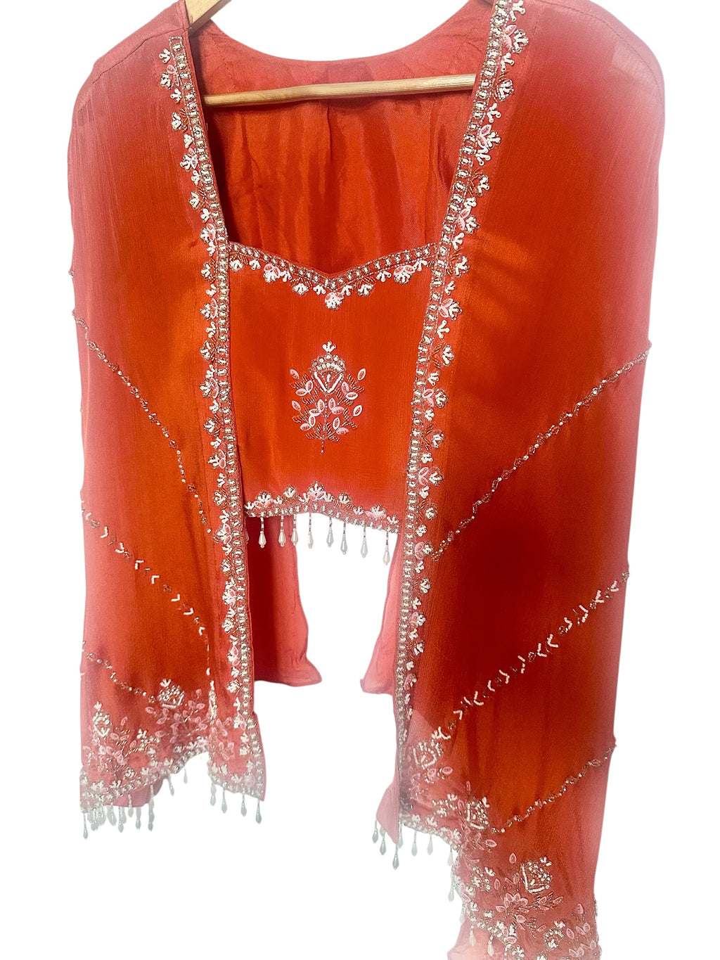 Orange dhoti skirt set