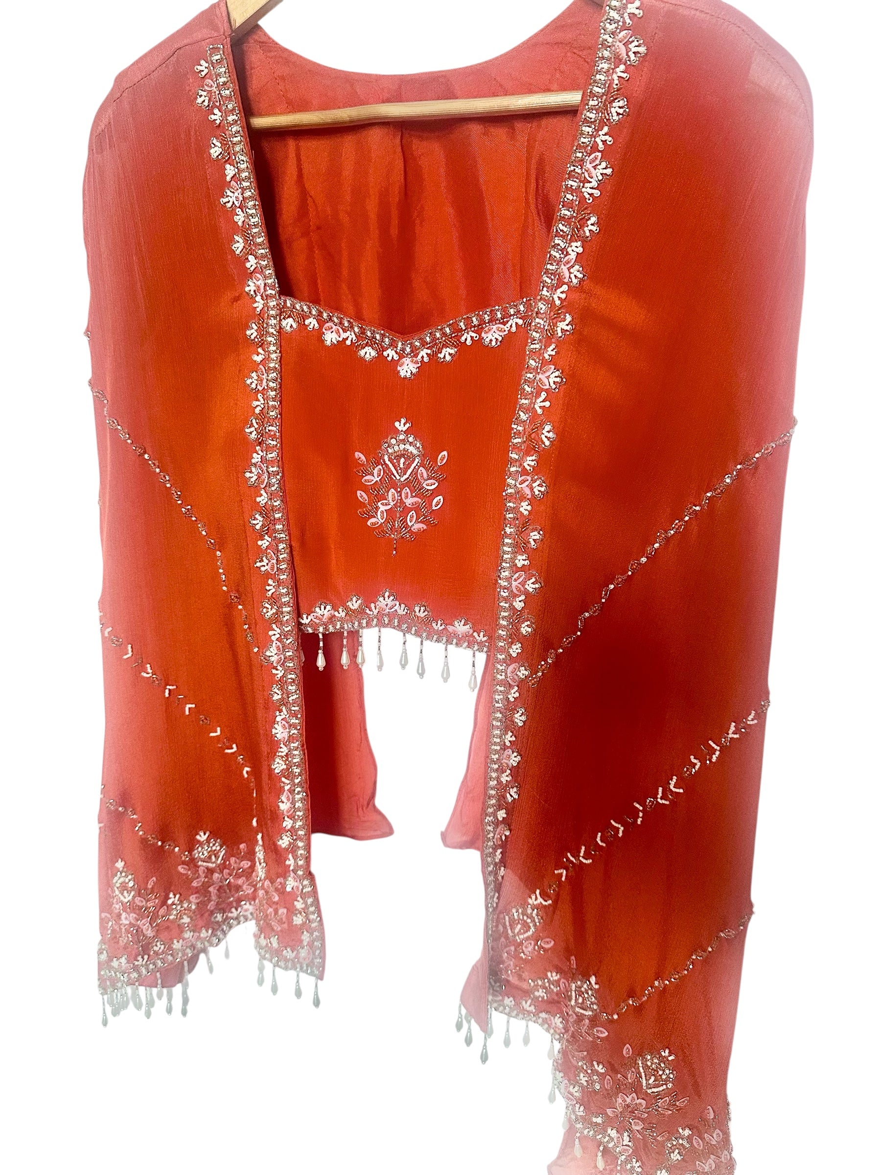 Orange dhoti skirt set