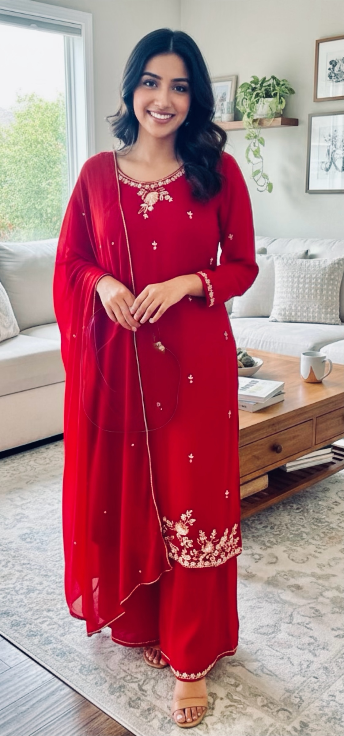 Red Sharara set