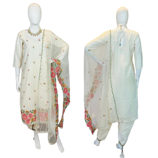 Ivory embroidered suit