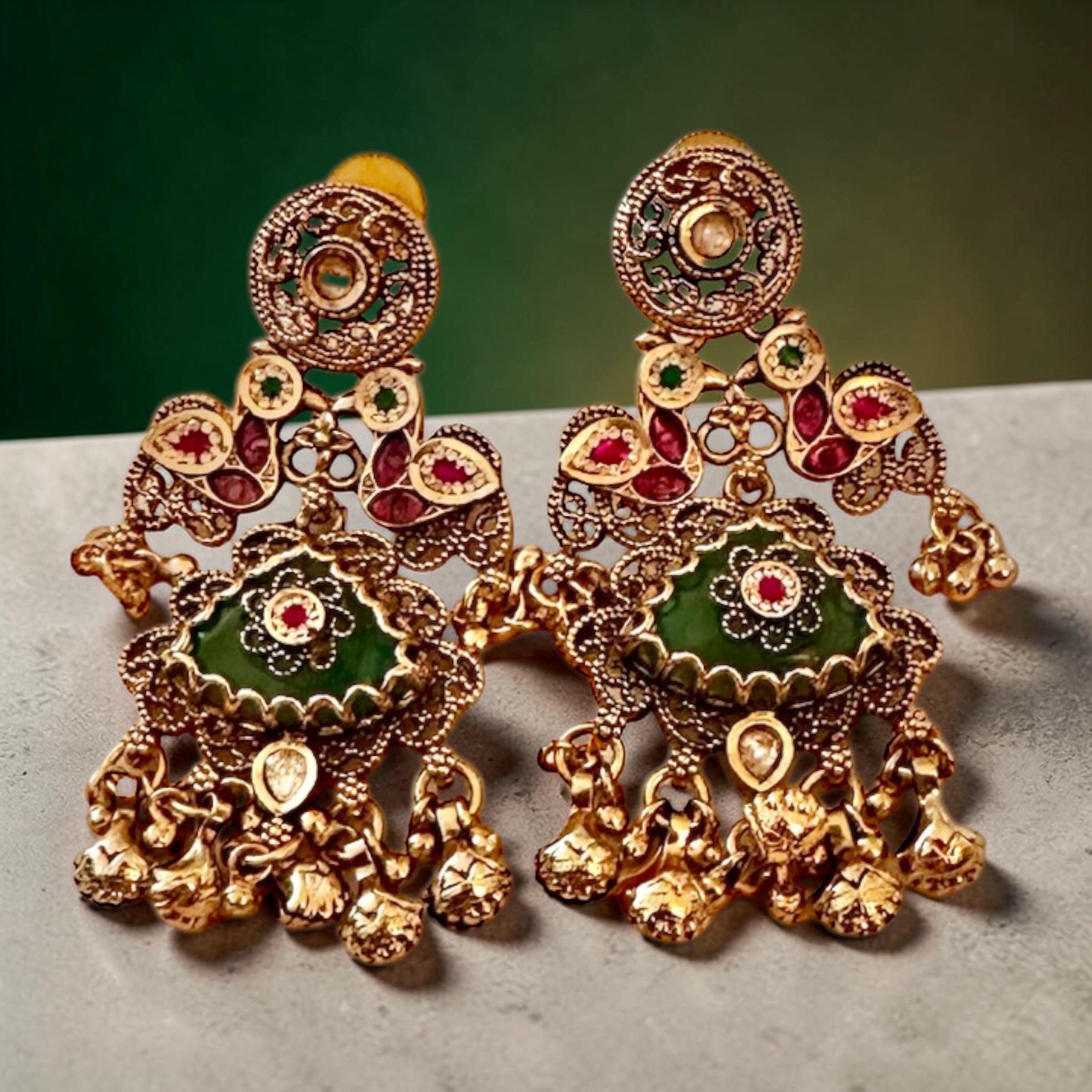 Bluish green stone earrings