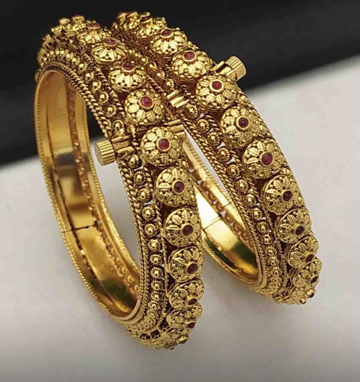 Ruby gold finish kadas set