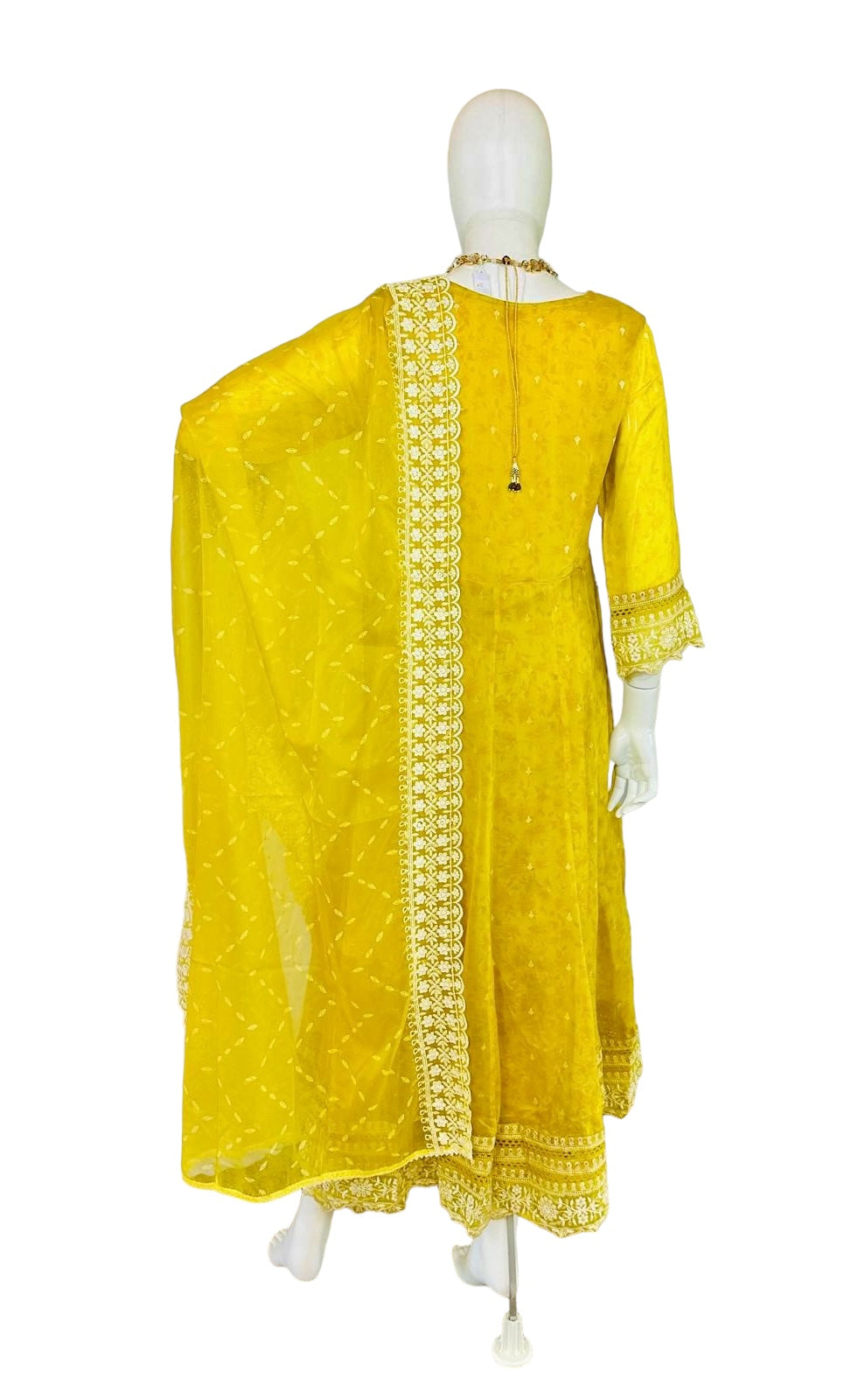 Yellow organza Anarkali