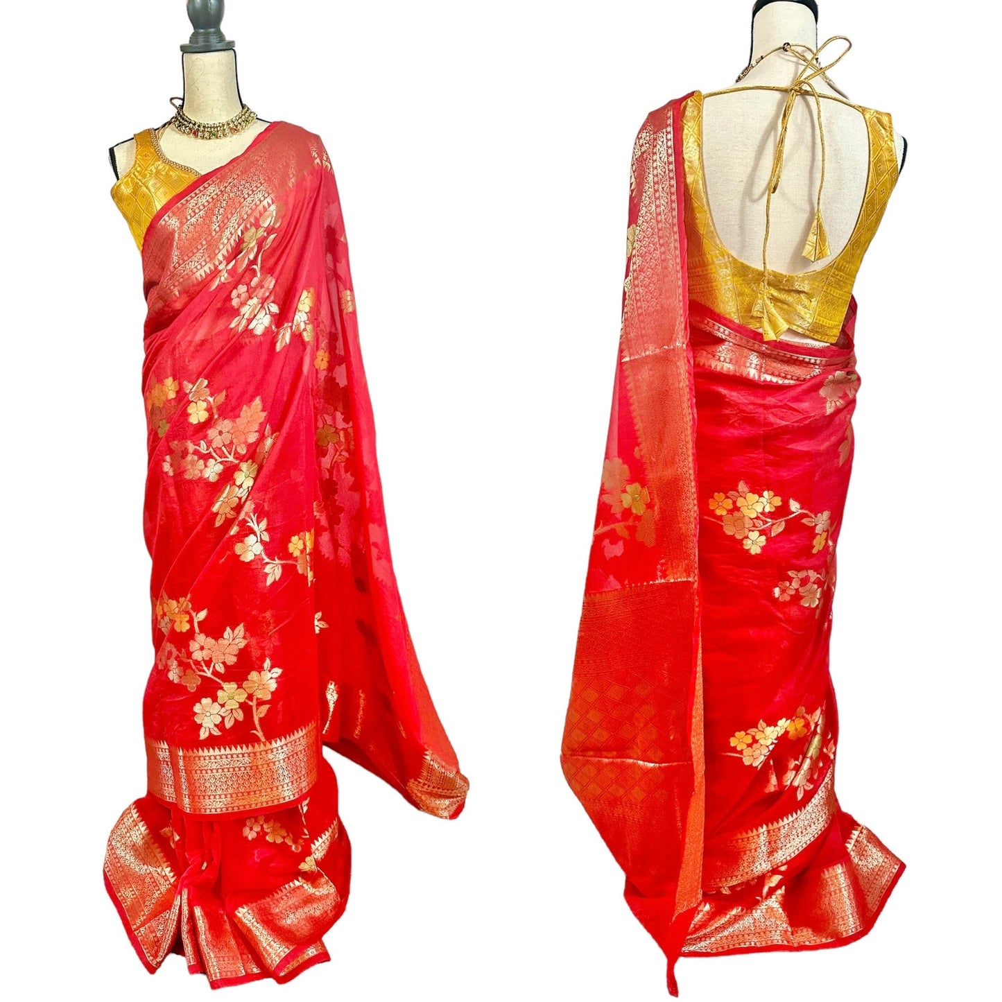 Red benarasi saree