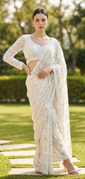 White net saree