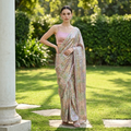 Pink sequins saree