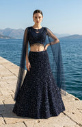Navy blue sequins lehenga