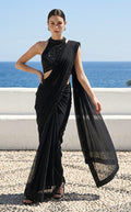 Black stitched saree
