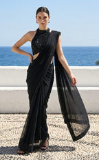 Black stitched saree