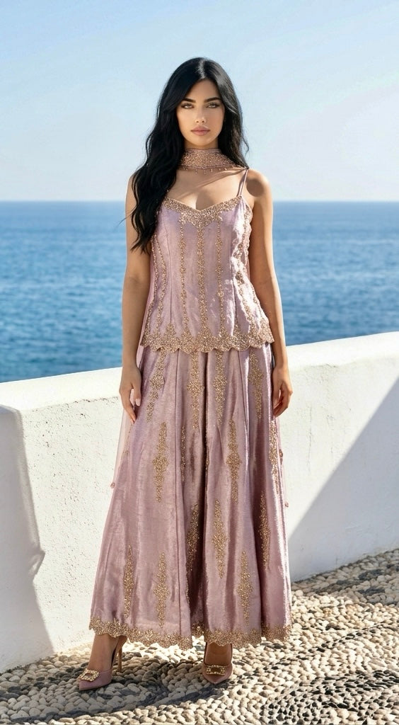Lavender Sharara fusion set