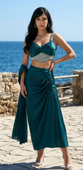 Green fusion skirt set