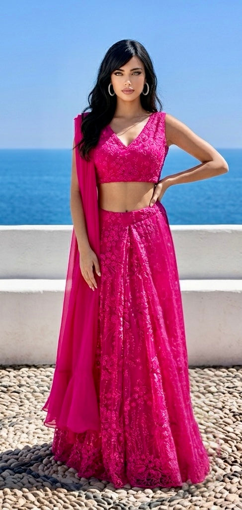 Hot pink skirt set