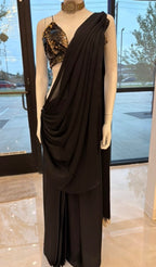 Black stitched saree