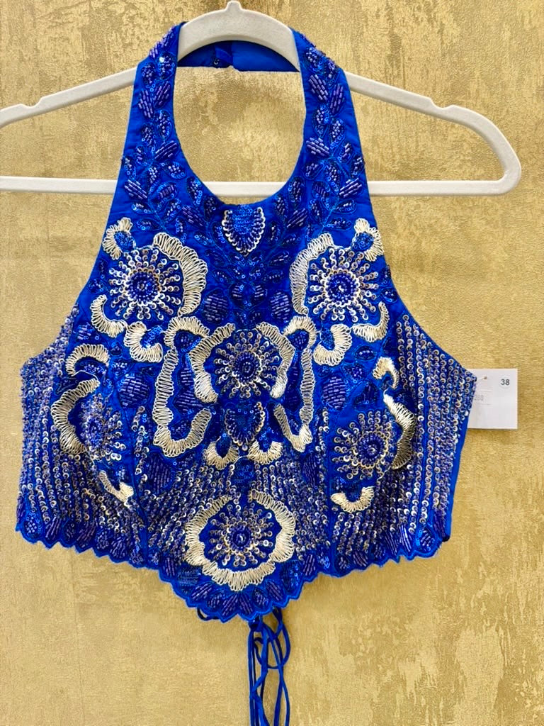 Electric blue dhoti skirt set
