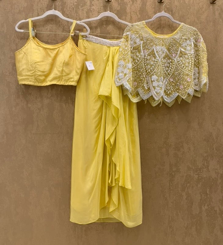 Yellow dhoti skirt outfit