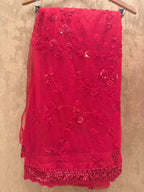 Red net saree