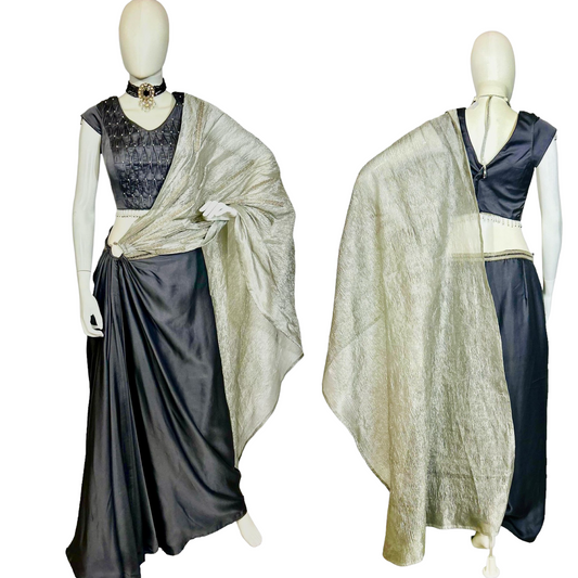 Grey silk drape