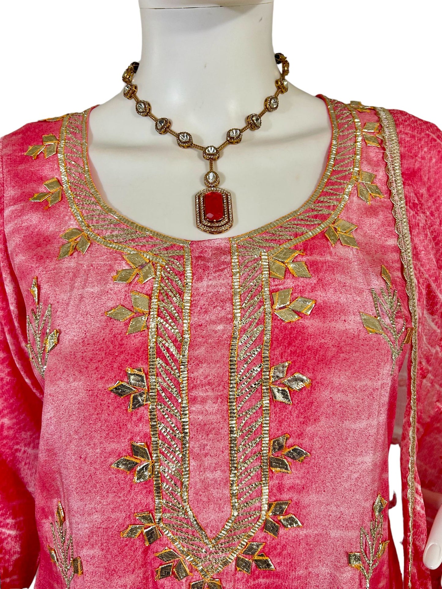 Pinkish red Sharara suit