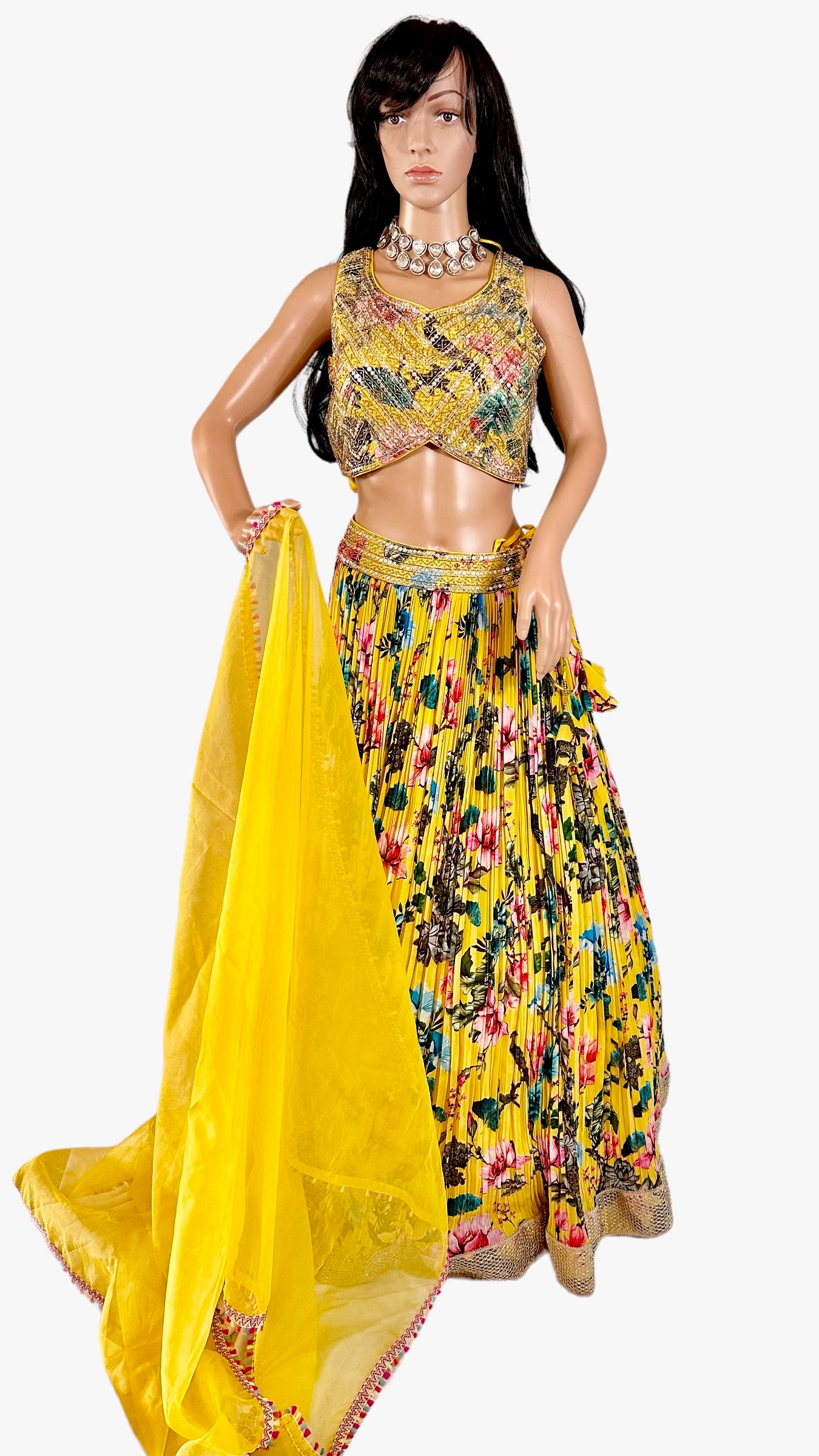 Yellow floral Lehenga