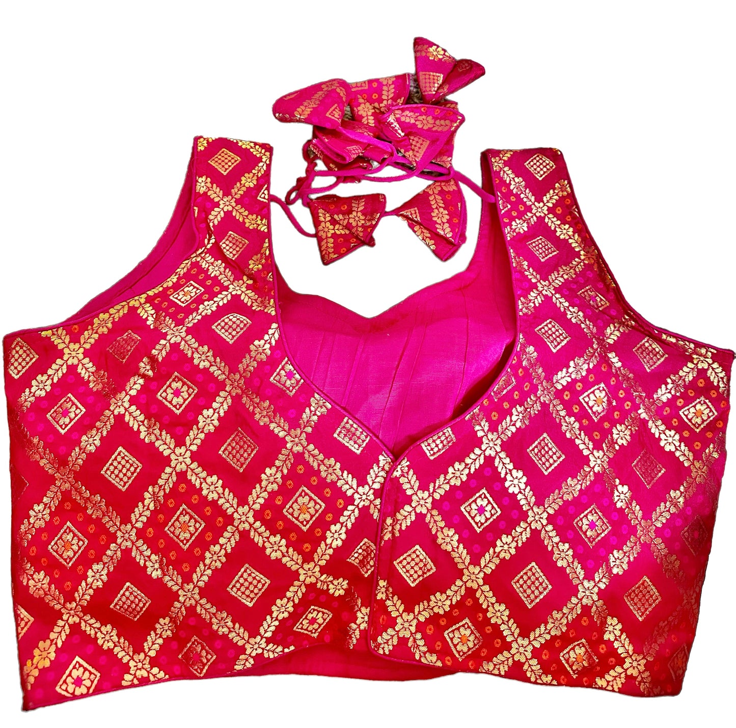 Fuchsia benarasi silk blouse