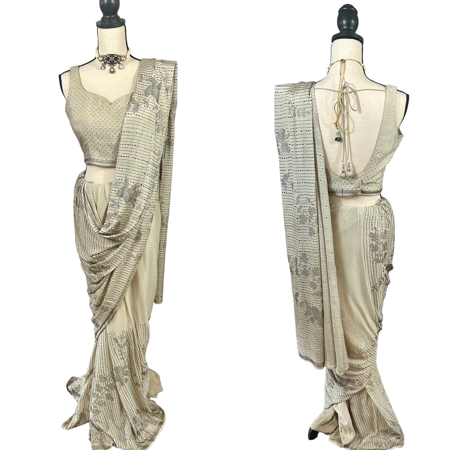 Grey swaroski saree