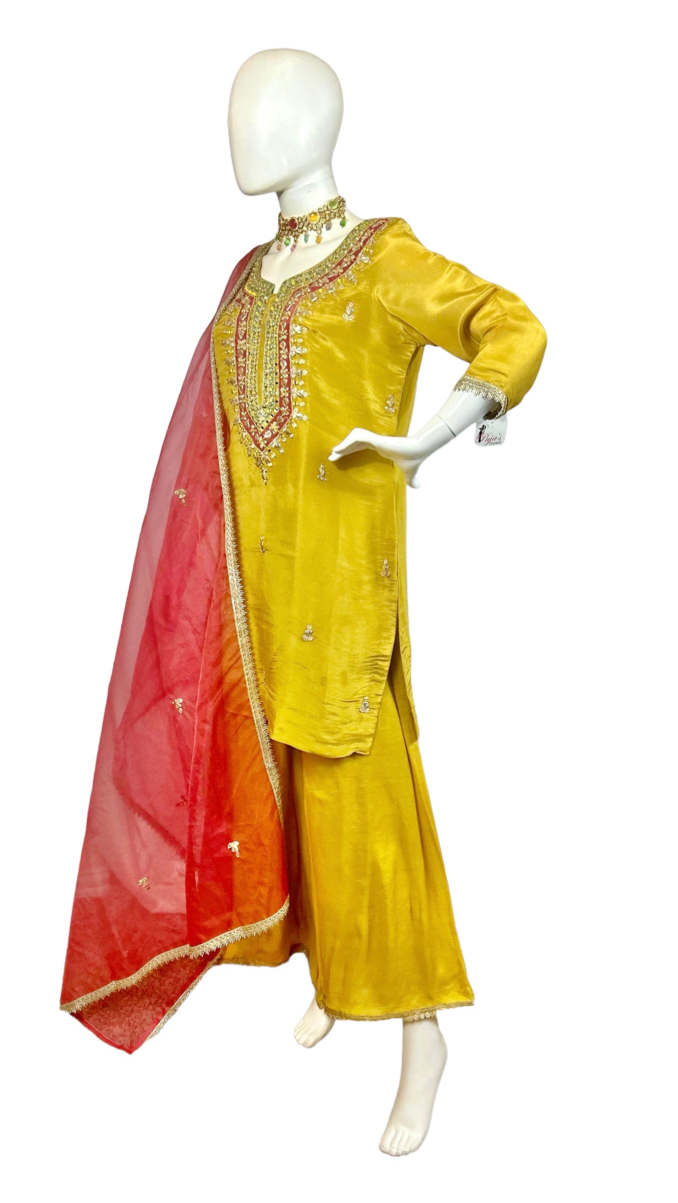 Mustard yellow sharara suit