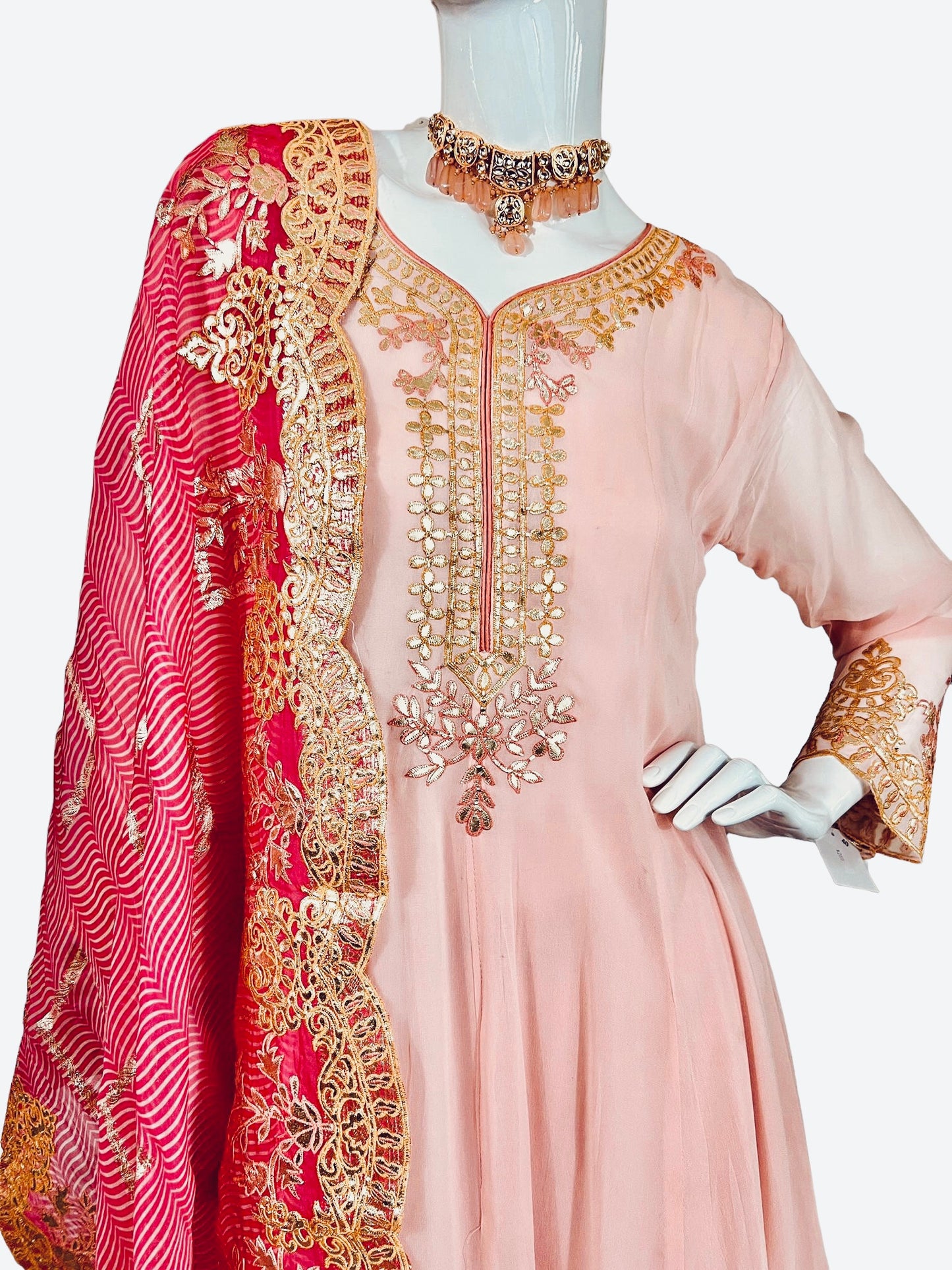 Pink a-line  sharara suit