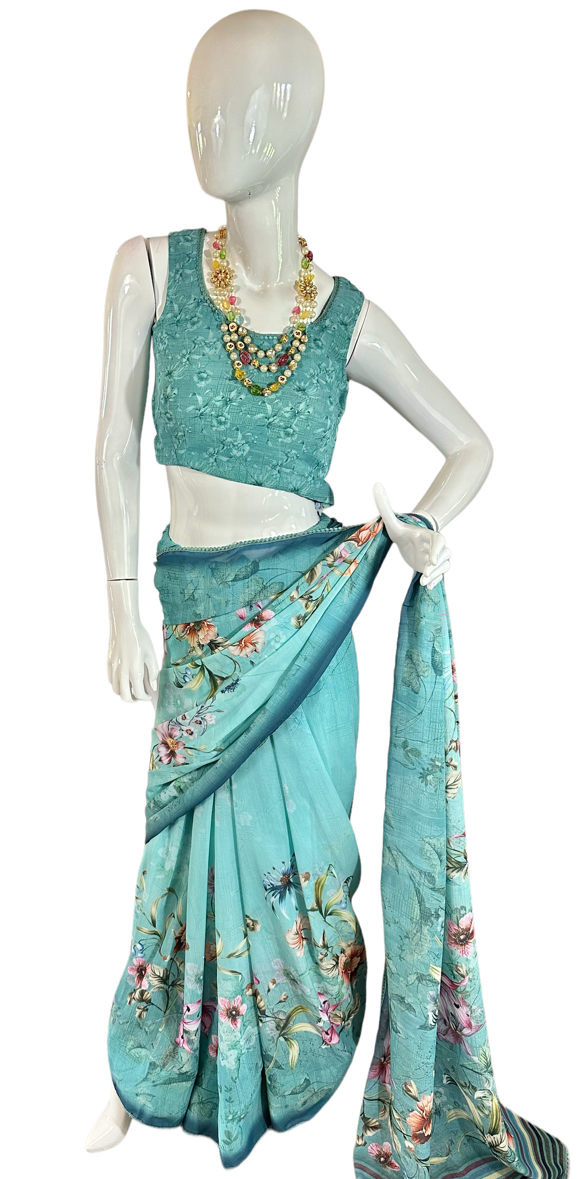 Blue floral Saree