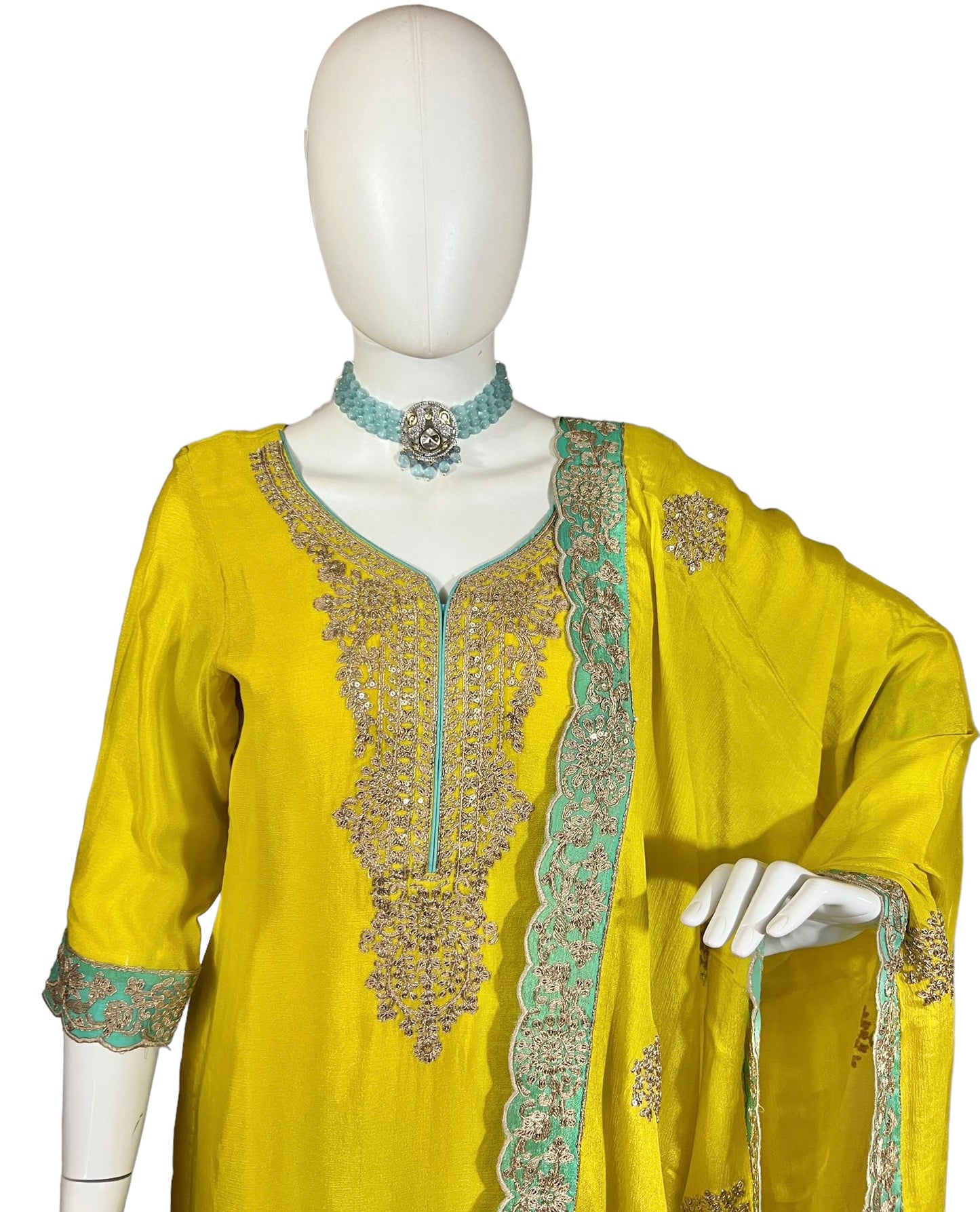 Yellow/blue sharara set