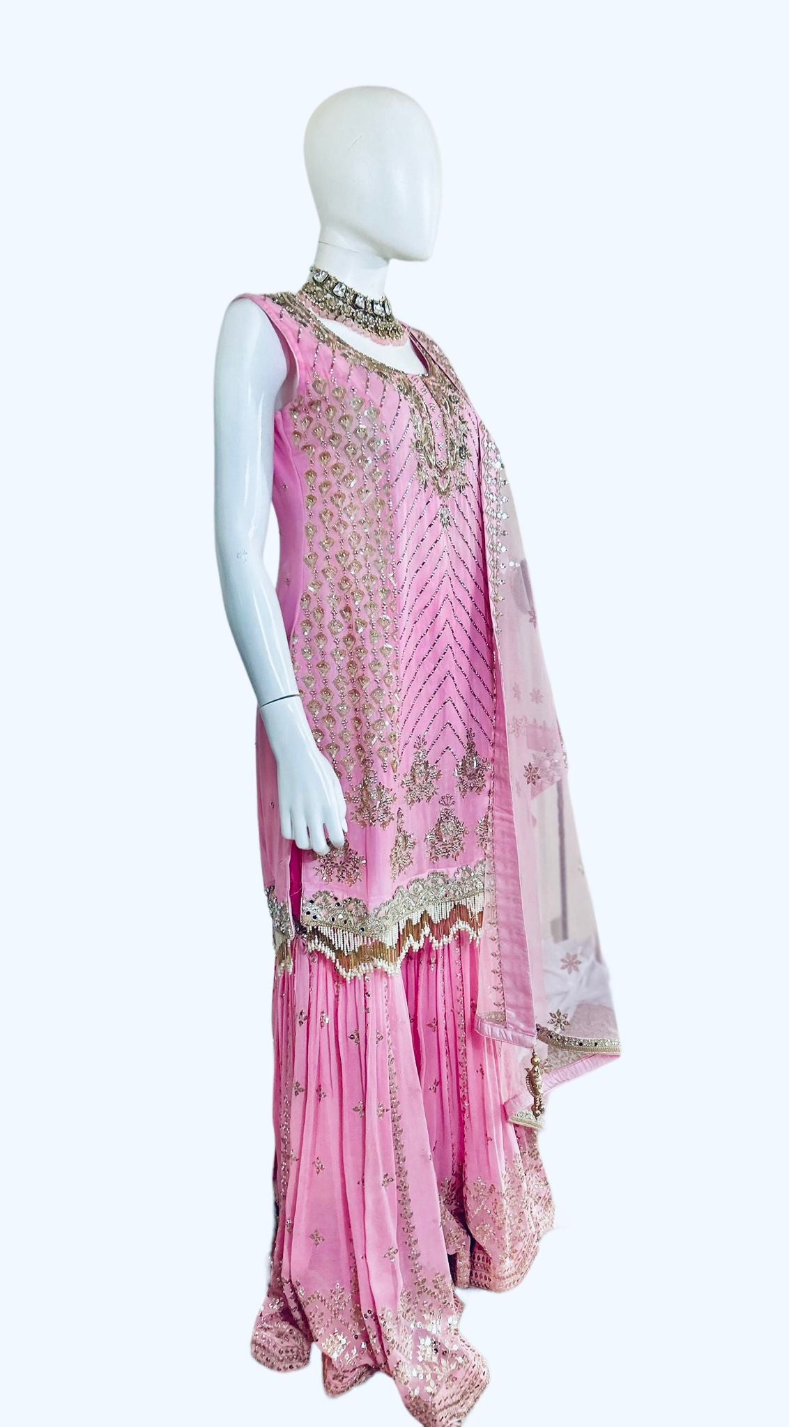 Pink georgette sharara set