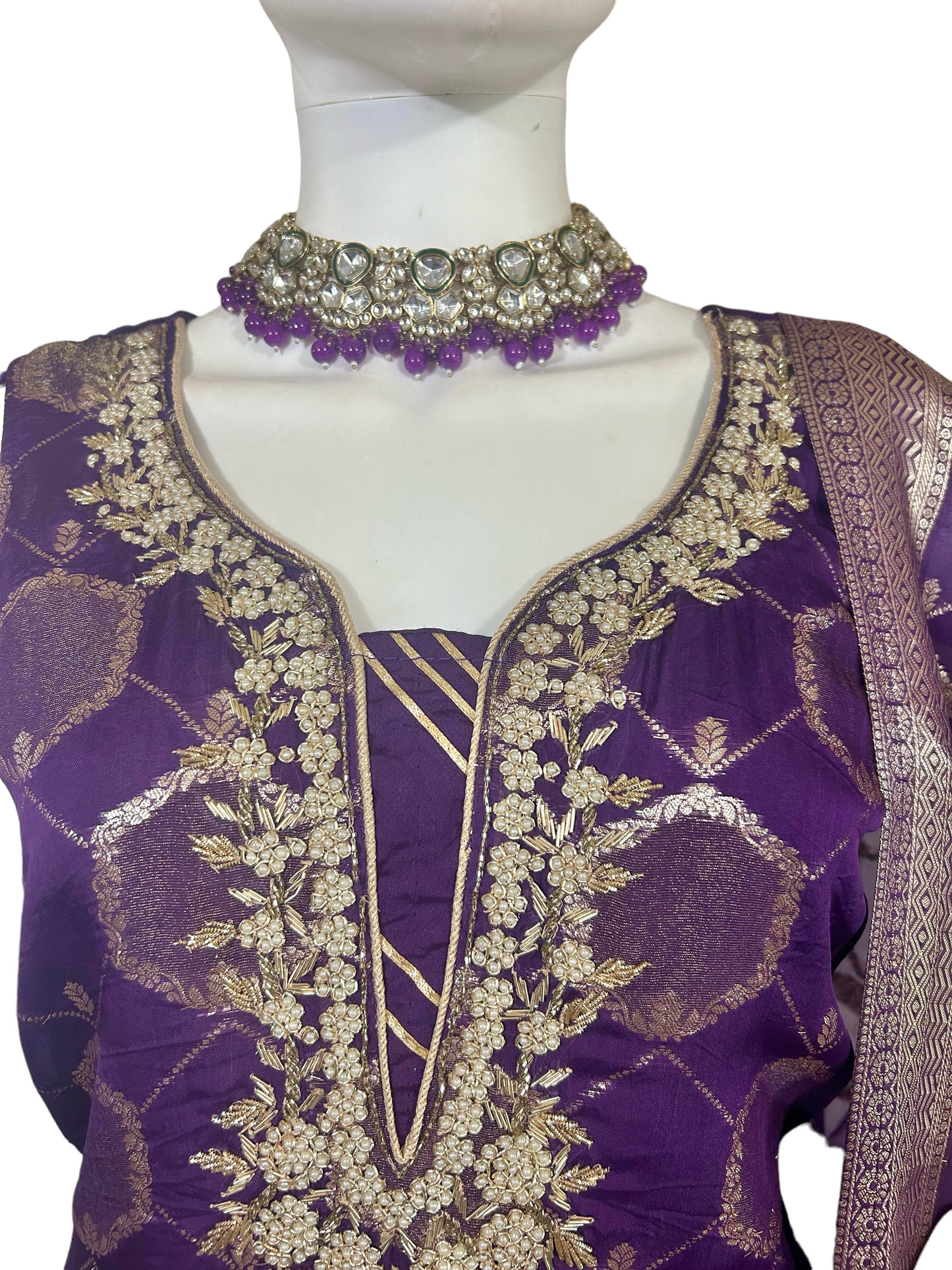 Purple Chanderi sharara suit