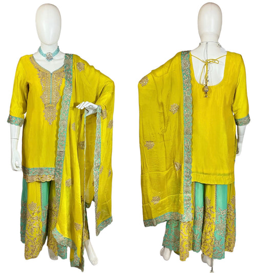 Yellow/blue sharara set