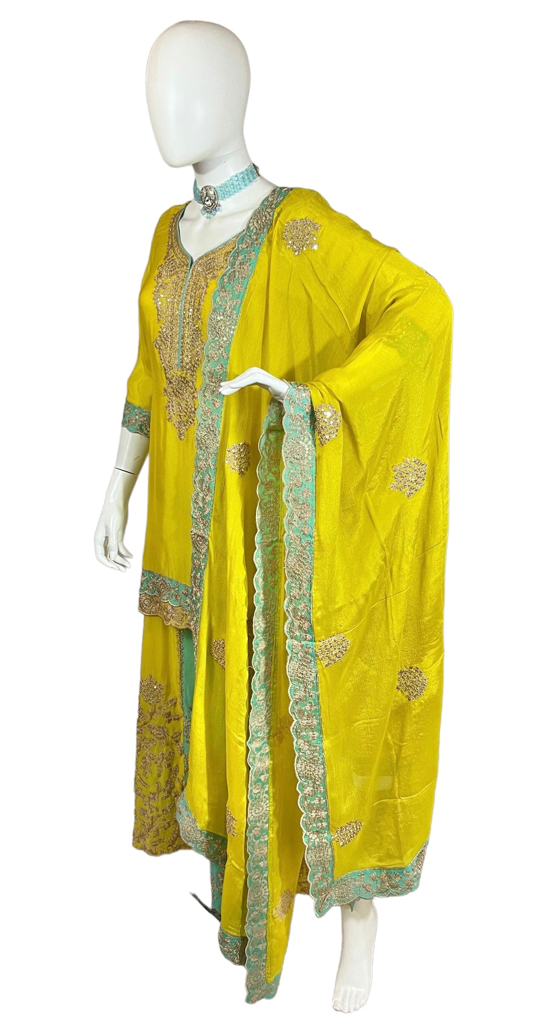 Yellow/blue sharara set