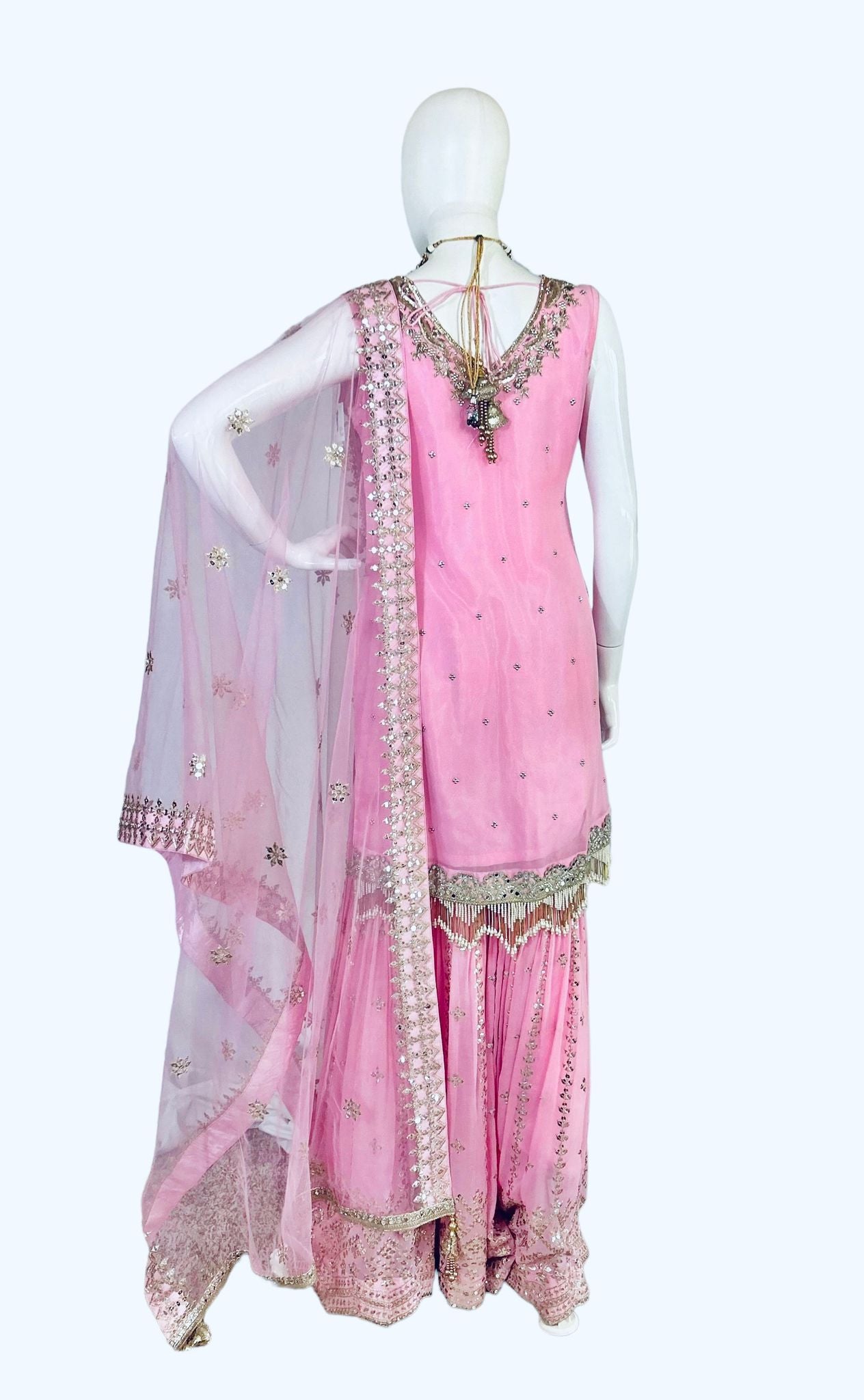 Pink georgette sharara set