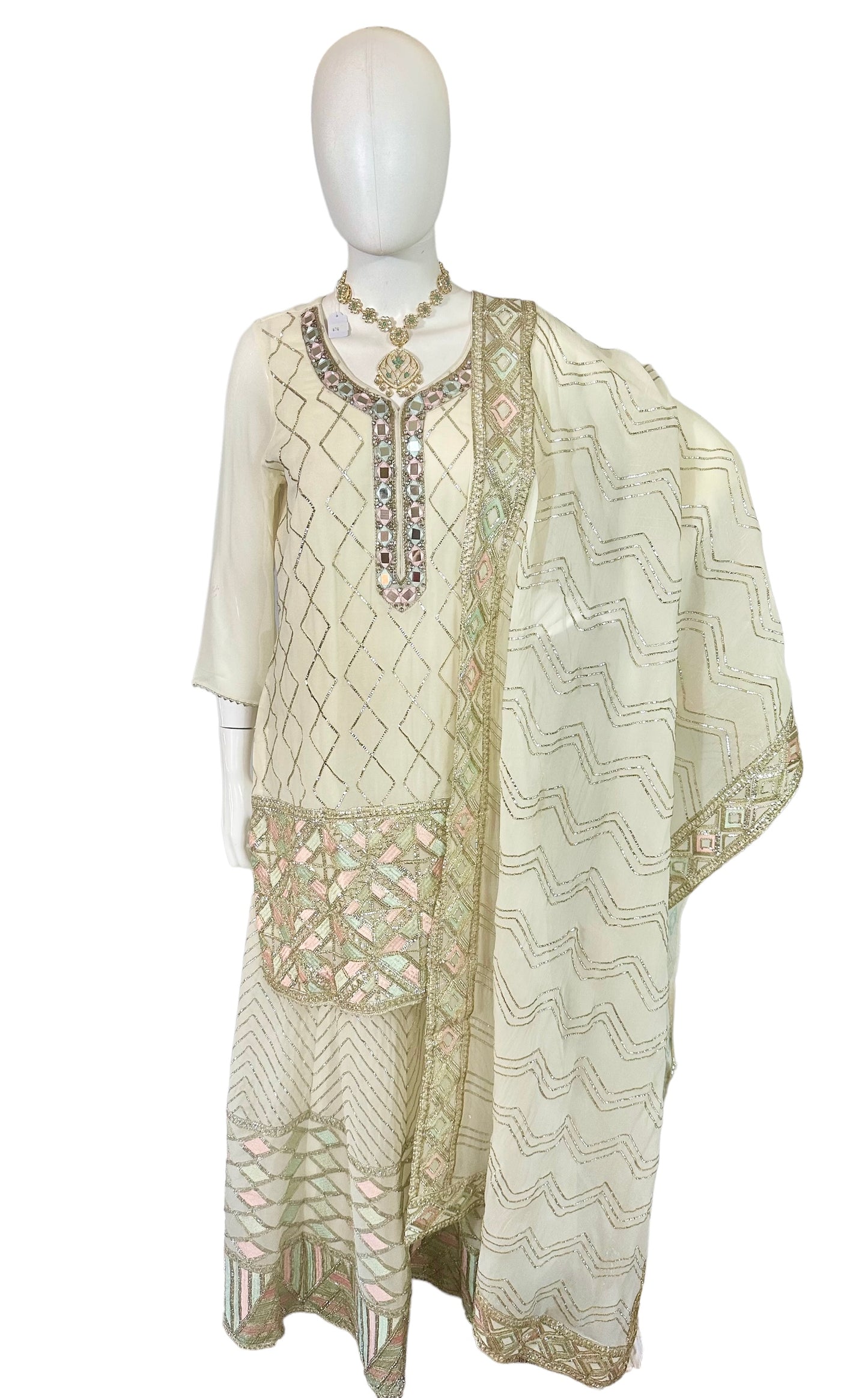 Ivory sharara suit