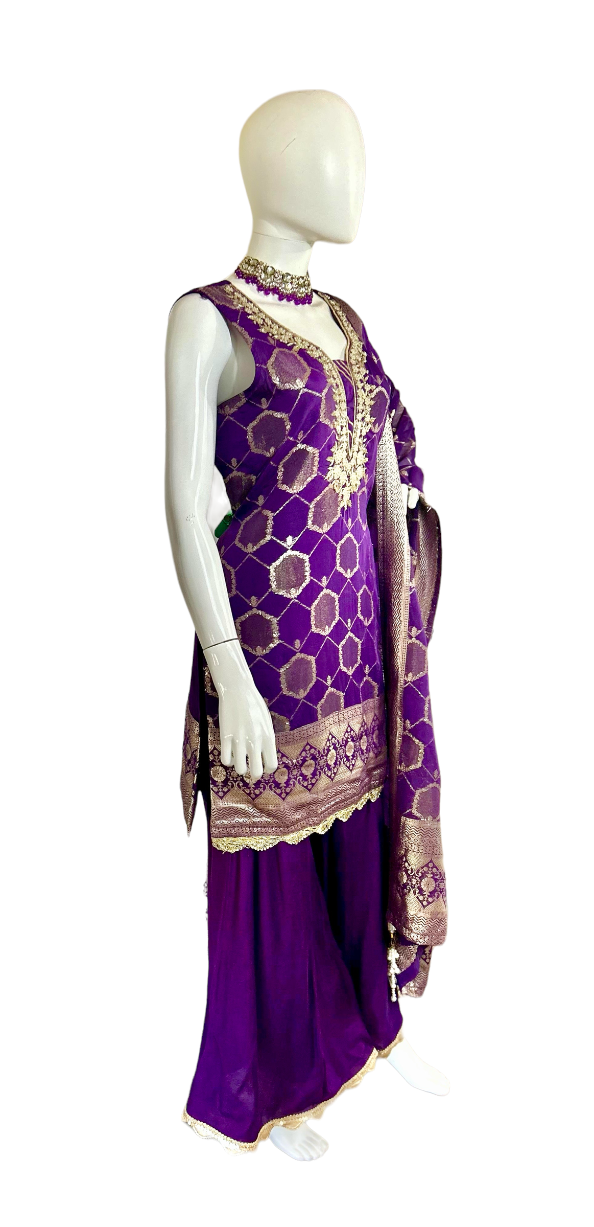 Purple Chanderi sharara suit