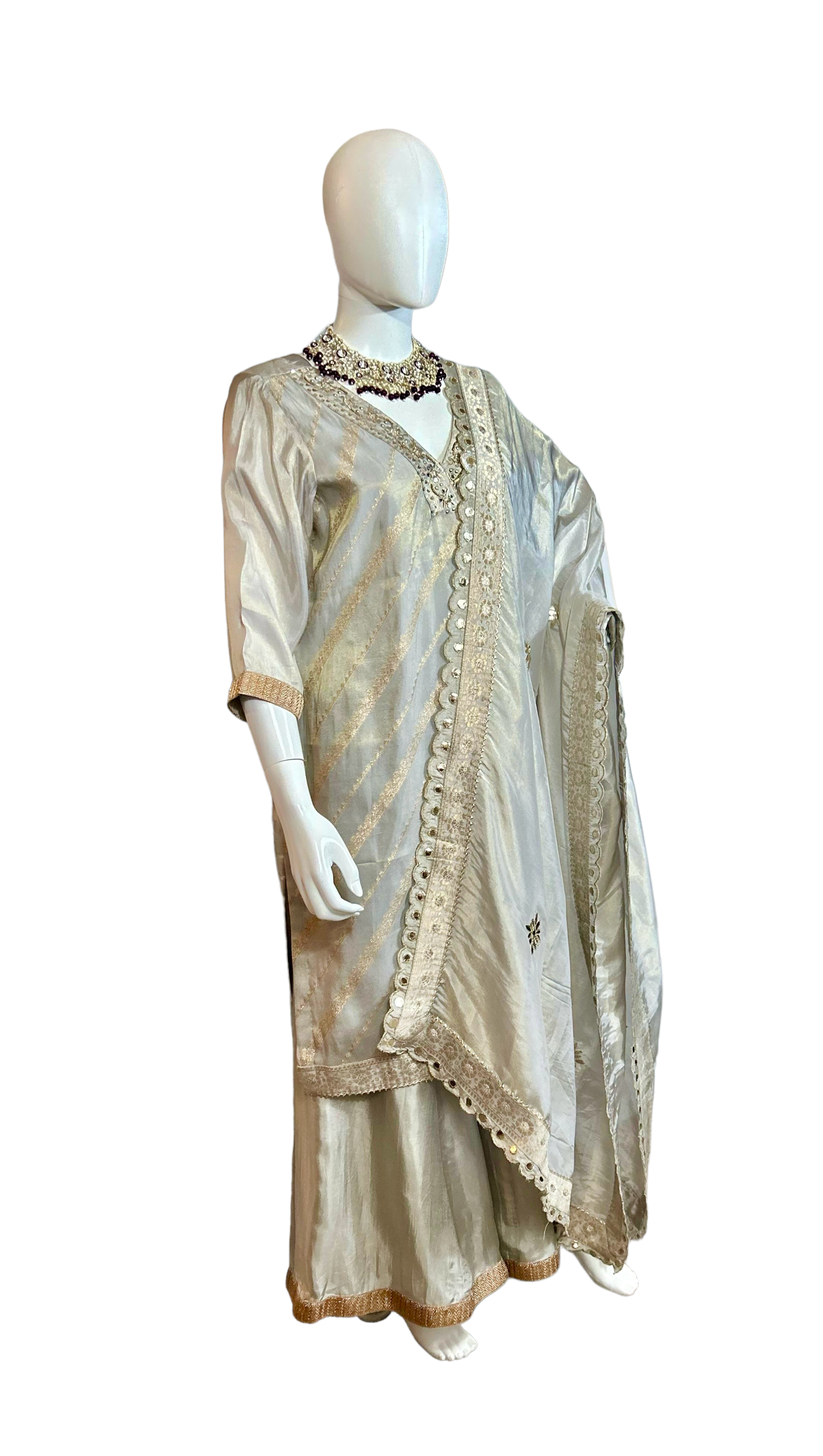 Silver grey sharara suit