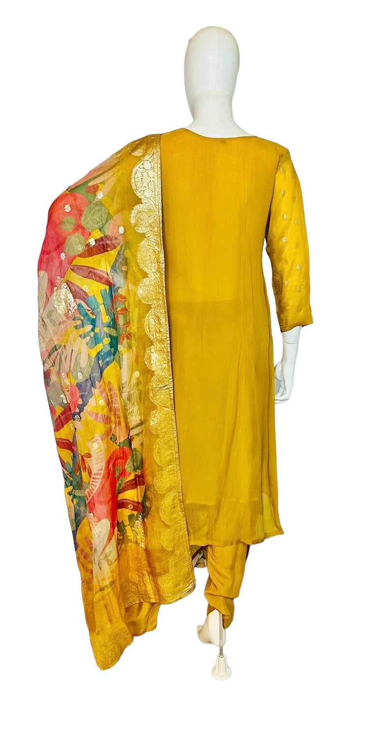 Mustard organza suit