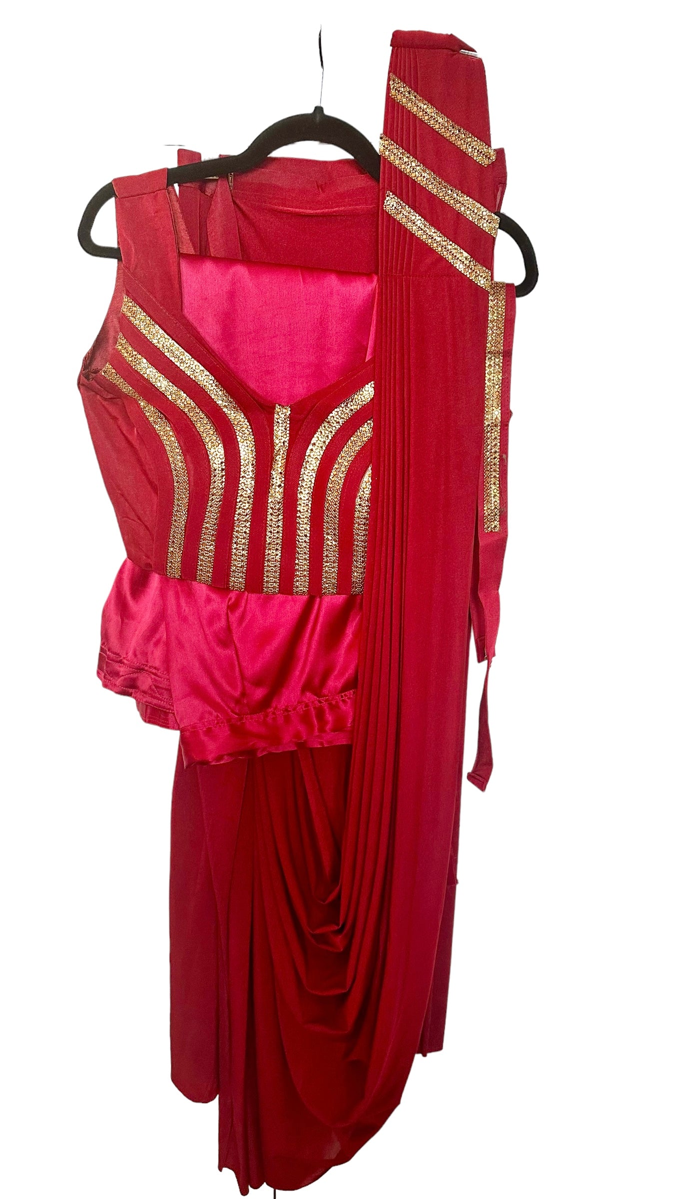 Red Lycra saree