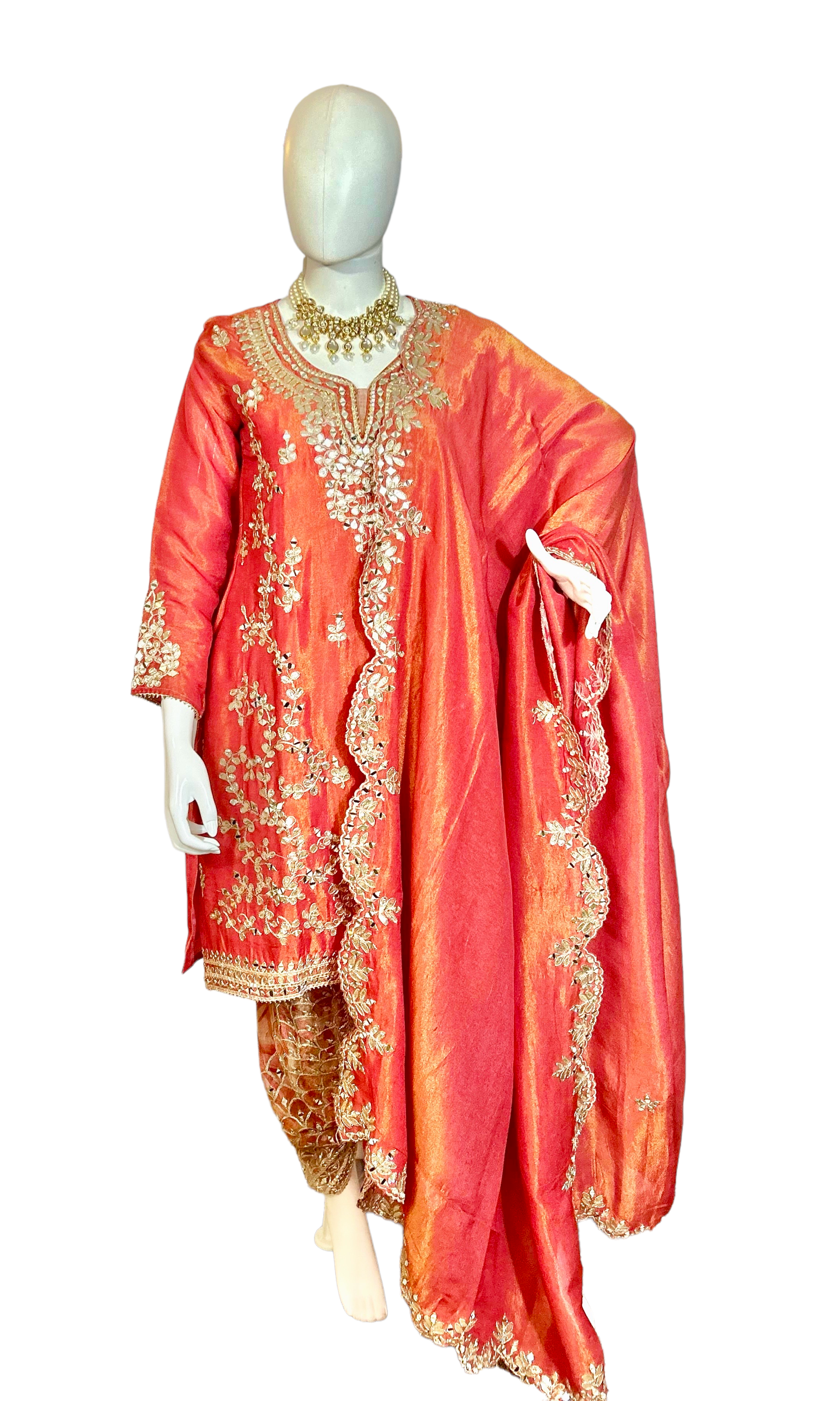 Rustish orange dhoti suit