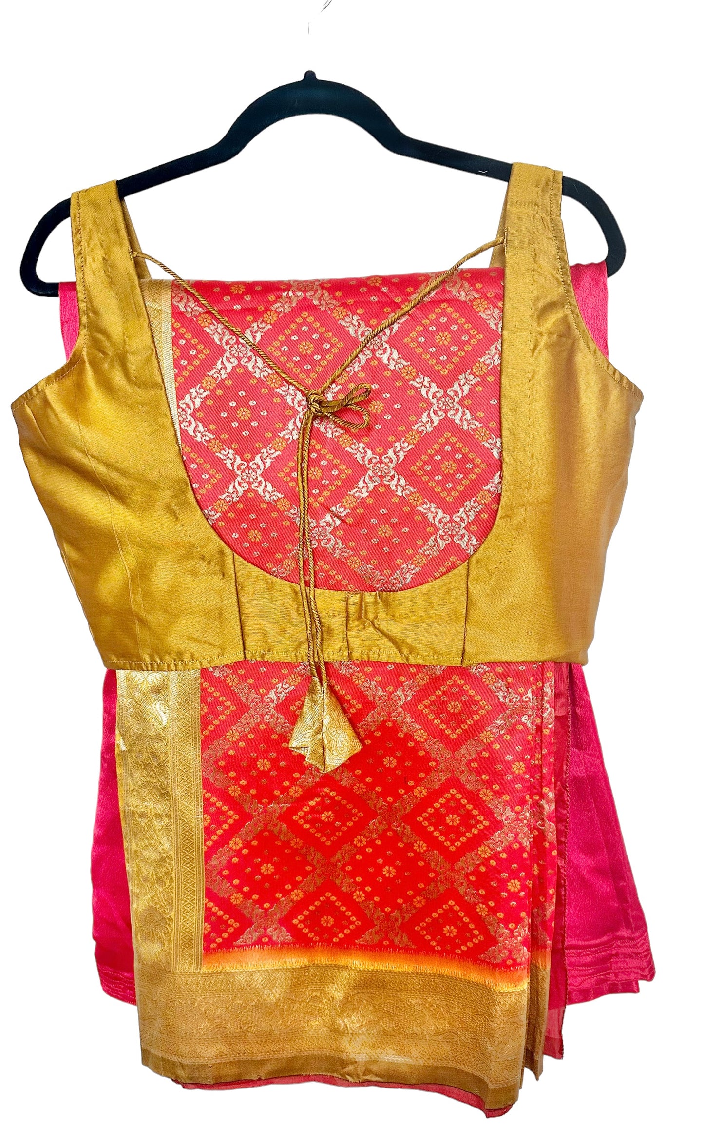 Mustard/red silk saree