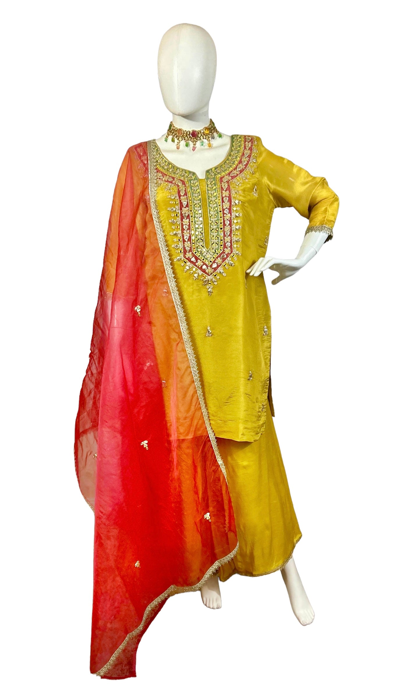 Mustard yellow sharara suit