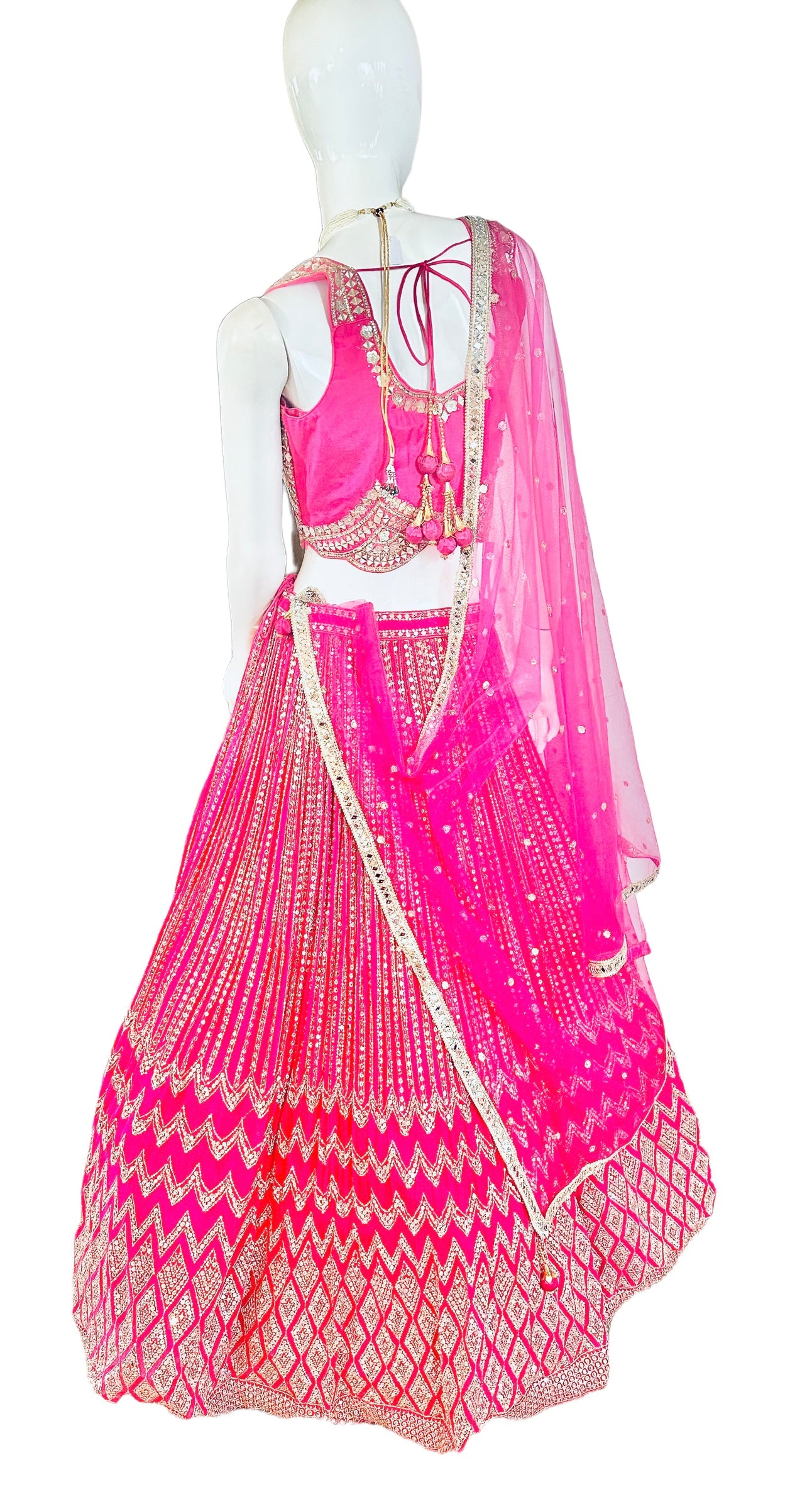 Hot pink sequins lehenga