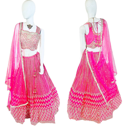 Hot pink sequins lehenga