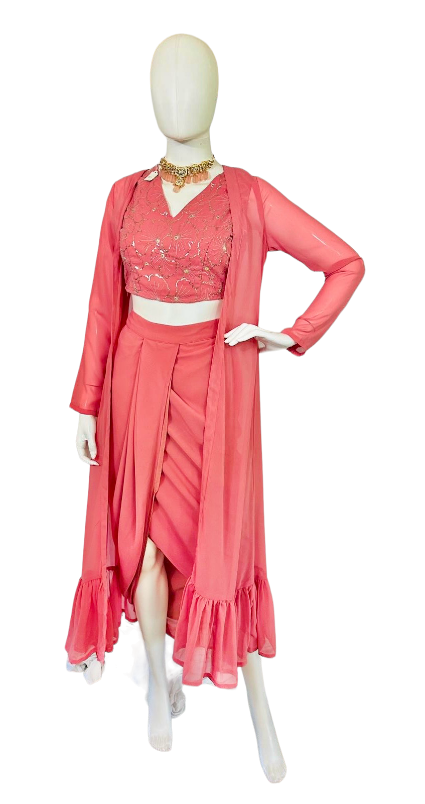 Pink dhoti set