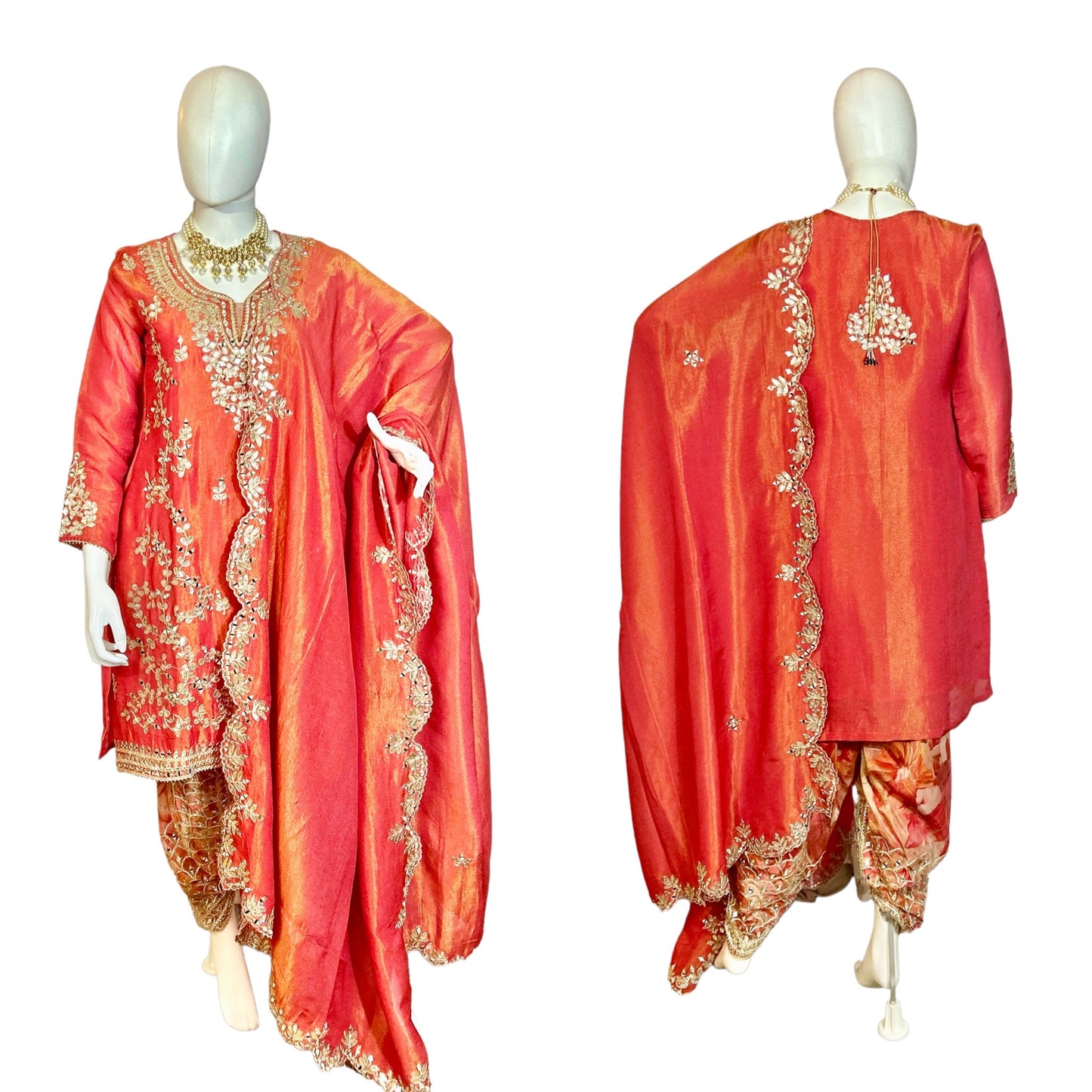 Rustish orange dhoti suit