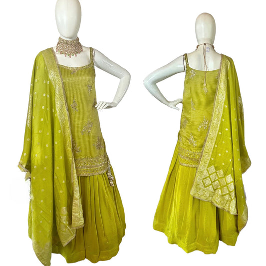 Parrot green lehenga set